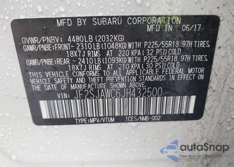 2018 Subaru Forester 2.5I Touring z USA, uszkodzony, nr VIN JF2SJAWC6JH432500